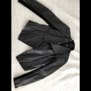 Trouve black drape collar leather jacket
